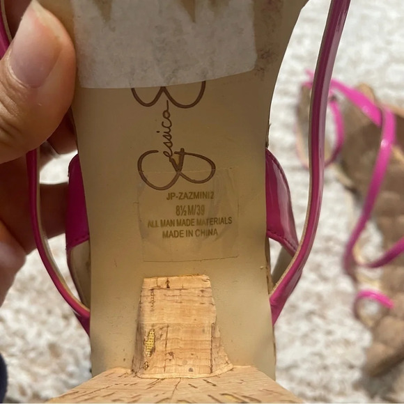 Jessica Simpson Hot Pink Strappy Square Toe Block Heel Chunky Sandal NEW - Picture 6 of 7